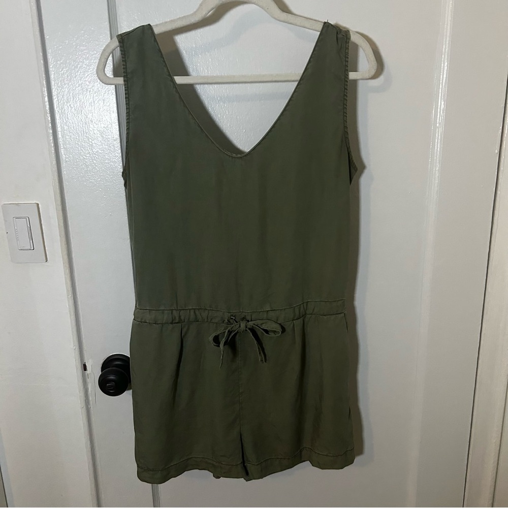 Saks Fifth Avenue Olive Green Sleevless Romper with Tie Back